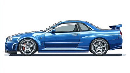 Fototapeta premium Blue Sport Car Illustration