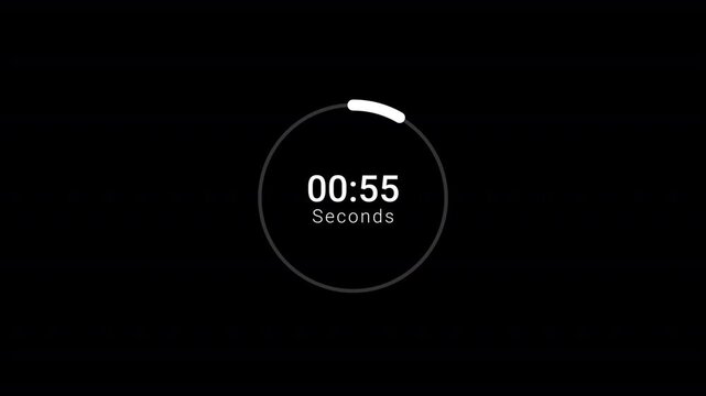 Circle countdown timer one minute animation from 60 to 0 countdown, Countdown video 