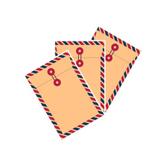 vector illustration of stack of brown envelopes, symbol of job application document folder. modern design