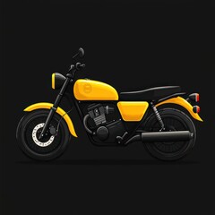Fototapeta premium Yellow Motorcycle Illustration on Black Background