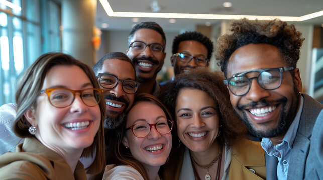 A group selfie captures the unified grins of a multicultural team of clerks, economists, business leaders, and lawyers, showcasing the vibrant tapestry of their diverse cultural identities.
