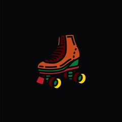 Original vector illustration. A contour icon. Vintage roller skates.