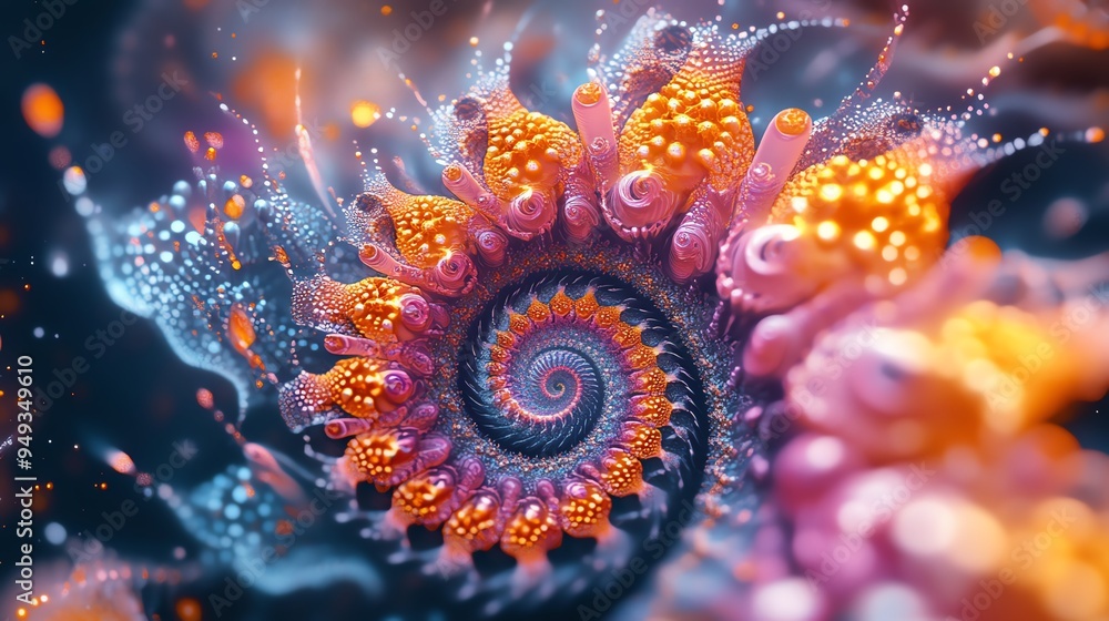 Poster Abstract fractal art with vibrant colors and intricate patterns.