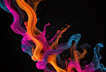 Copy space. Liquid and Smoke, Dark Backdrop Wallpaper with neon color