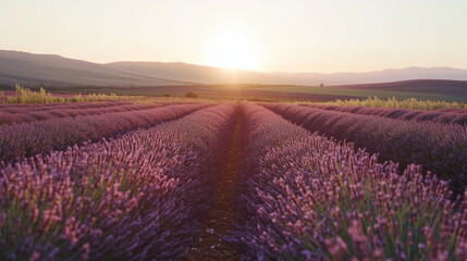Naklejka premium lavender fields in the afternoon, Ai generated Images
