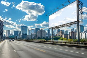 Obraz premium billboard on the road with city background