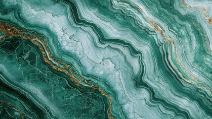 Fototapeta premium Green Marble Texture Wallpaper. A luxurious wallpaper featuring a green marble texture with natural swirls and veins.