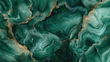 Obraz premium Green Marble Texture Wallpaper. A luxurious wallpaper featuring a green marble texture with natural swirls and veins.