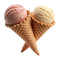 Waffle cones with ice cream