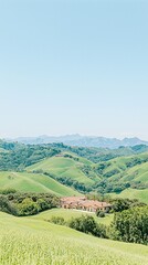 Obraz premium Picturesque Italian Farmhouse in Rolling Green Hills