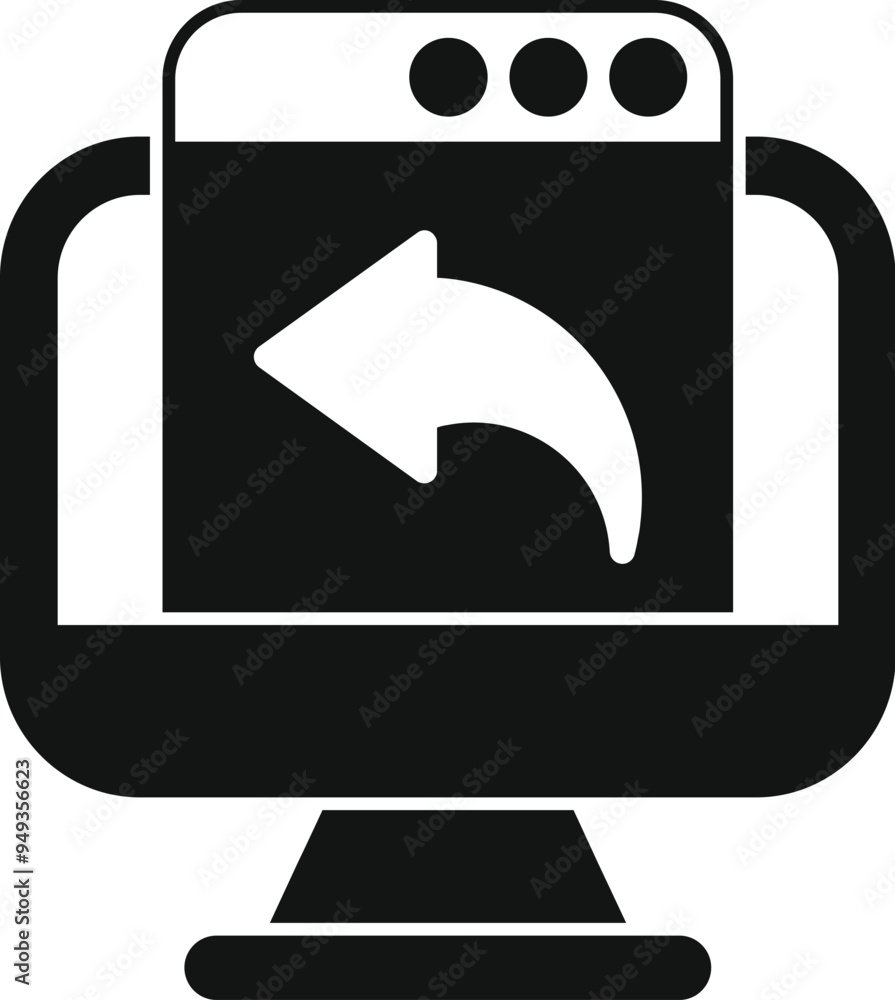 Aufkleber simple black and white vector showing the concept of going back on a website or app