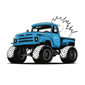 Blue Monster Truck Illustration