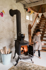 fireplace in the old house