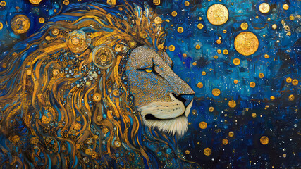 Leo Zodiac Sign in Art Deco Nouveau Style