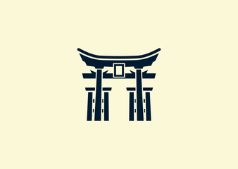 Vector illustration of Torii Gate Japanese Logo Design