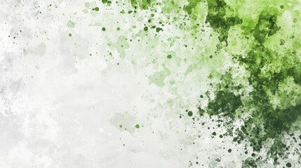 Fototapeta premium Green Watercolor Splash Wallpaper. A creative and artistic wallpaper with splashes of green watercolor on a light background.