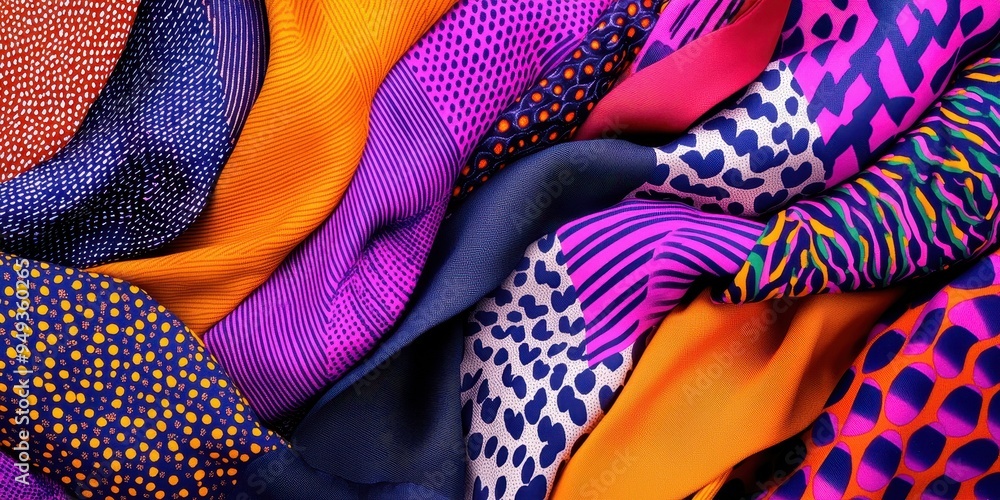 Poster abstract colorful fabric texture with geometric patterns
