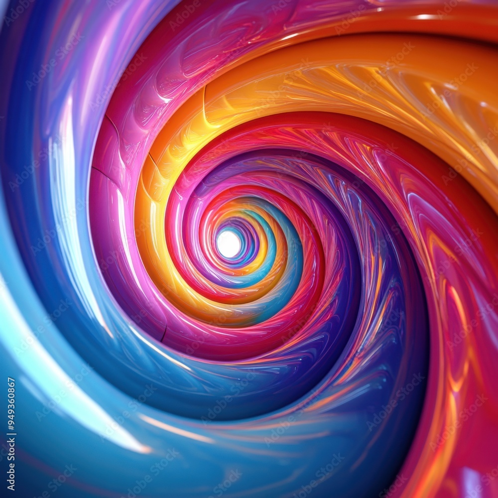 Aufkleber cosmic spiral journey: vibrant 3d illustration of dynamic twists in multiple dimensions