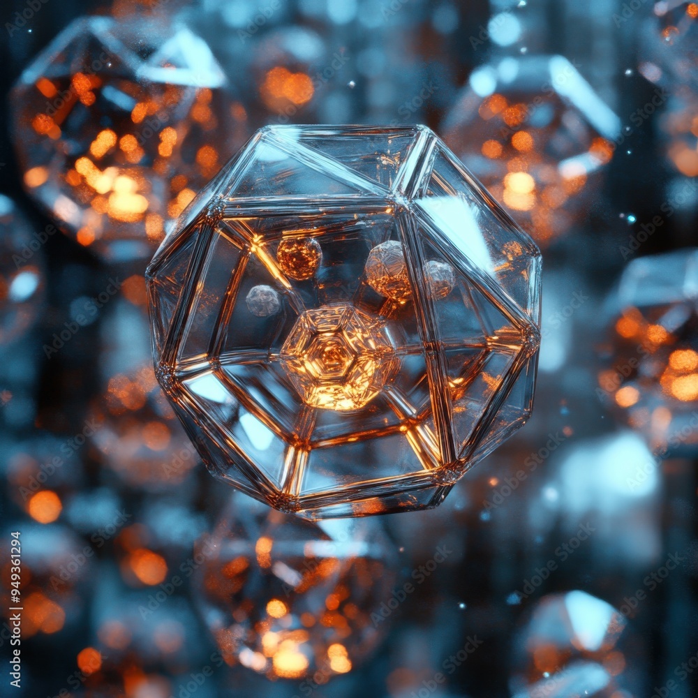 Poster interlocking polyhedra in dynamic dimensions - abstract 3d geometric illustration