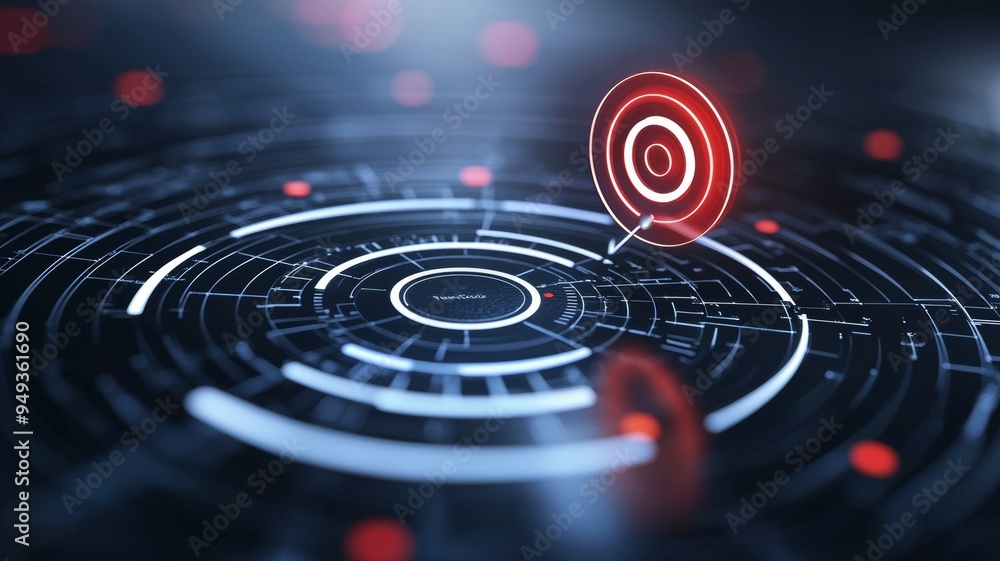 Poster a computer screen with a red dot in the center