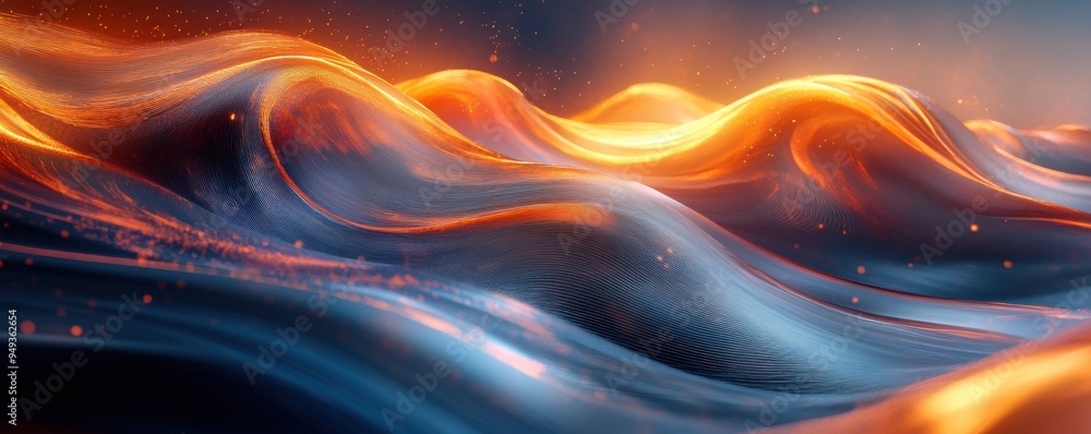 Aufkleber energetic waves in multi-dimensional space - abstract 3d illustration of continuous motion