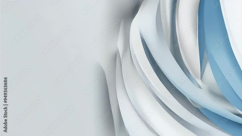 Poster abstract layered design with soft curves and a gradient of blue and white hues.
