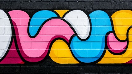 A colorful graffiti on a brick wall