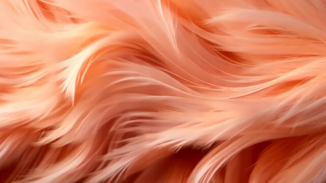 Soft orange texture resembling fluffy fur gently cascades, highlighting intricate layers and tones in natural light