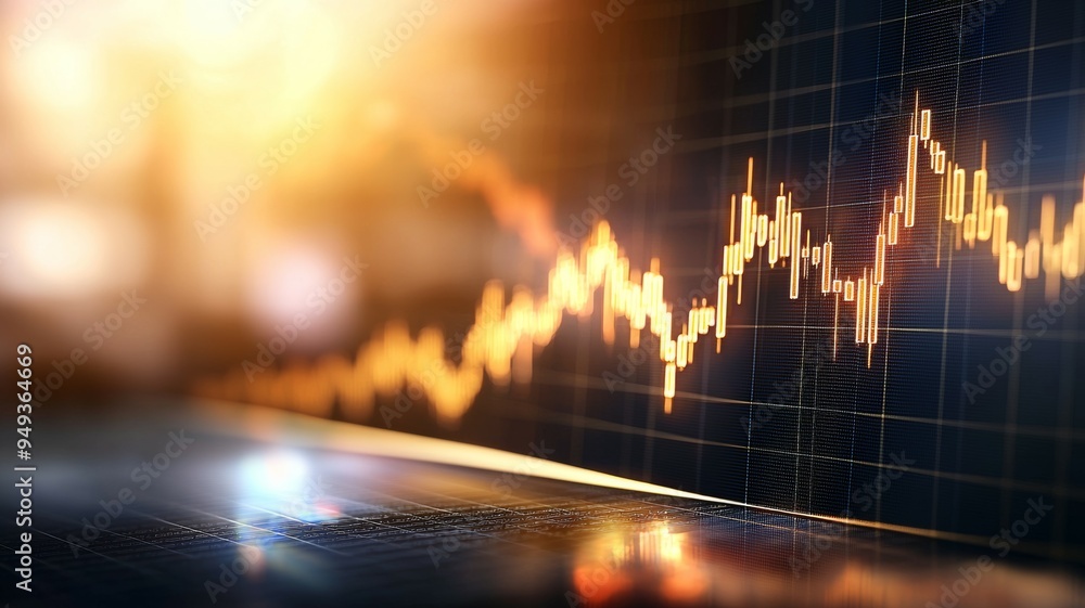Poster a graph with a downward trend is shown with a yellow background