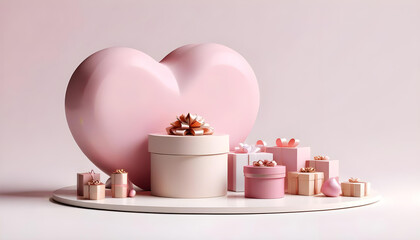 pink and white heart sale business promotion podium gift