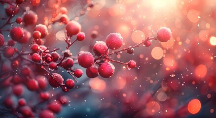 a branch with red berries on it. 