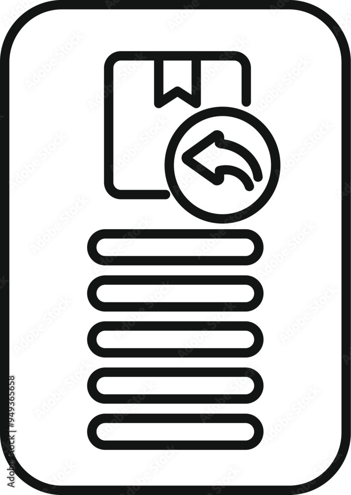 Poster linear icon representing a return parcel list, useful for illustrating concepts of returned order ma