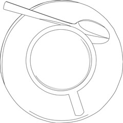 Coffee in a mug(Top view, line drawing)