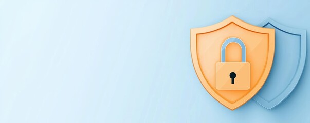 Obraz premium Website security, shield and padlock icons, flat design illustration