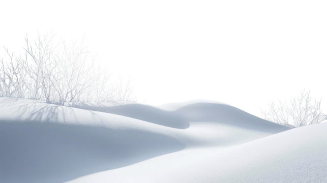 Snow landscape isolated on white background
