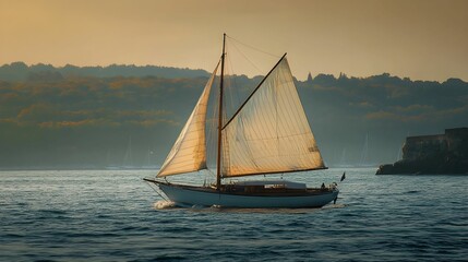 Fototapeta premium SAILING BOAT. BACKGROUND WALLPAPER