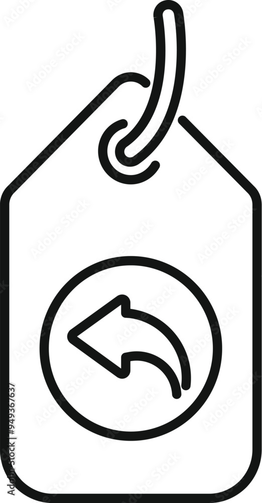 Poster simple vector icon of a return label with a left arrow, ideal for projects related to shipping, e co