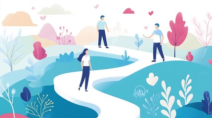 Creative depiction of a patients journey through recovery with a focus on gradual improvement and support