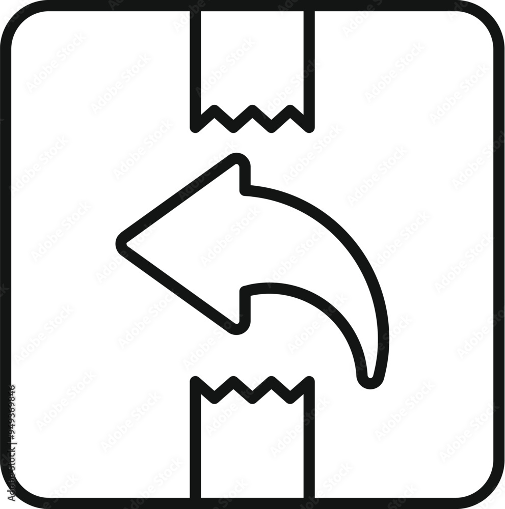 Poster return parcel icon with a left arrow showing a refund for a customer