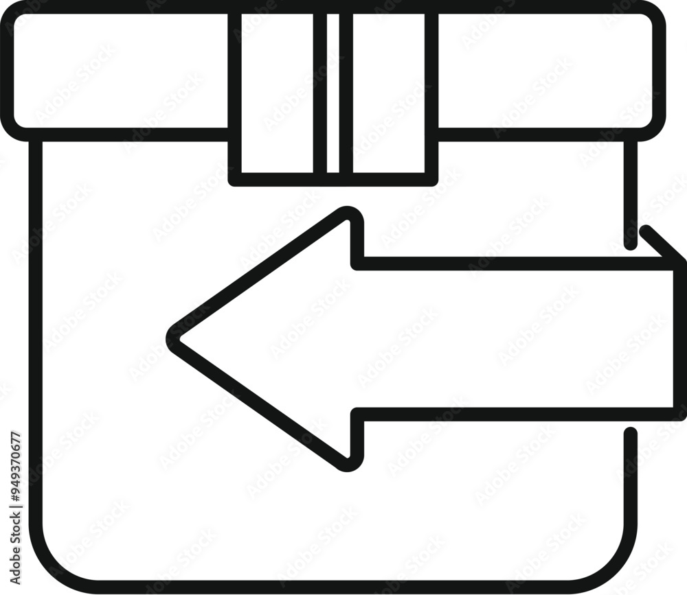 Poster simple, scalable and editable linear icon representing a return parcel