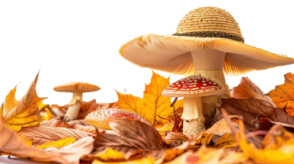 Wild orange mushroom with hat isolated on white background 