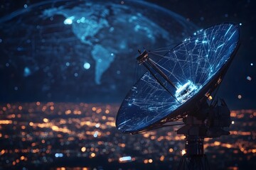 Adverts Style Satellite Dish with Networked Global Map