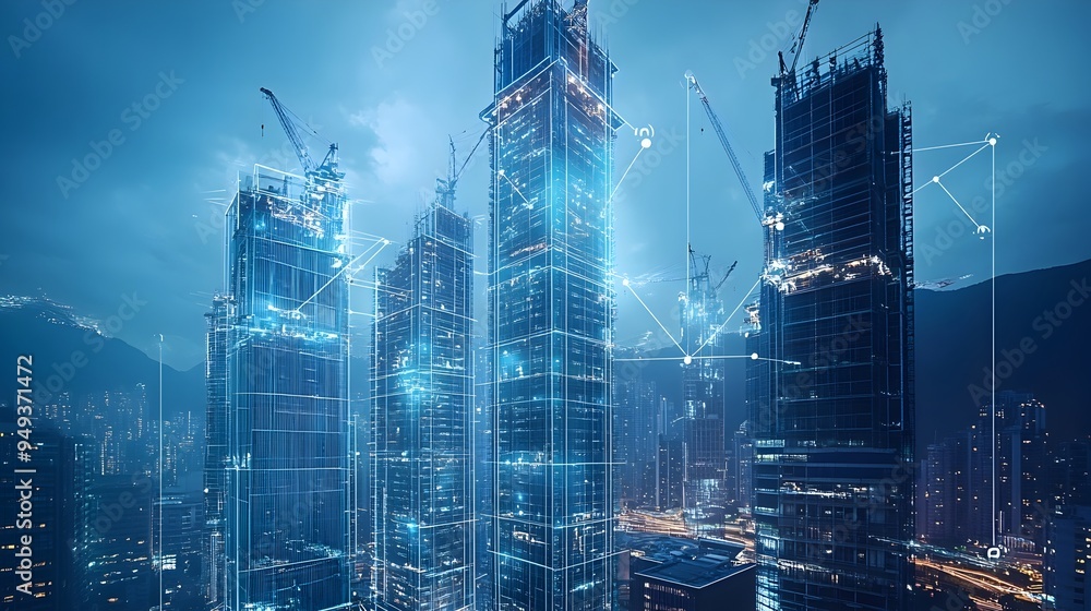 Poster harnessing iot systems to optimize the concrete pouring process in skyscraper construction for enhan