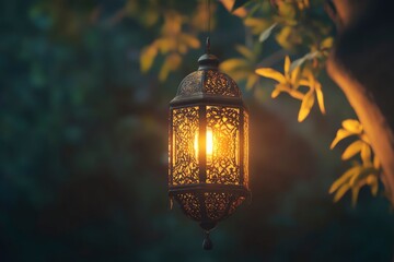 Ramadhan decorative with arabic lantern background. seamless looping time-lapse virtual 4K video animation background with generative ai