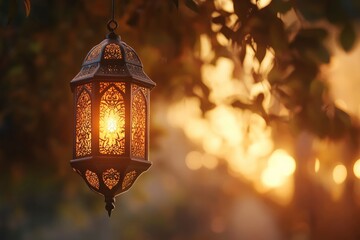 Ramadhan decorative with arabic lantern background. seamless looping time-lapse virtual 4K video animation background with generative ai
