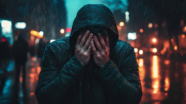 hombre deprimido preocupado y estresado falta de salud mental y bienestar emocional