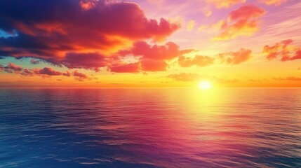 Fototapeta premium Sunset over the ocean, a vibrant display of nature's beauty