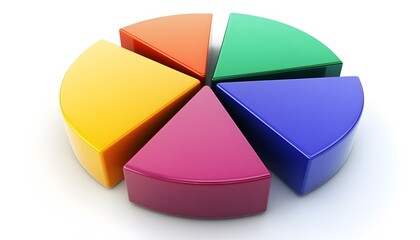 Obraz premium Six-Segment 3D Pie Chart with Color Segments