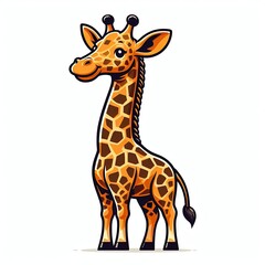 Obraz premium Giraffe Character Vector Illustration Isolated On White Colourful Minimal Graphic Flat Cartoon Mascot Illustration Style