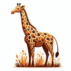 Fototapeta premium Giraffe Character Vector Illustration Isolated On White Colourful Minimal Graphic Flat Cartoon Mascot Illustration Style